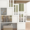 Full Size Loft Bed With Built In Desk, Bookshelves And Storage Staircase,White Full White American Design Pine