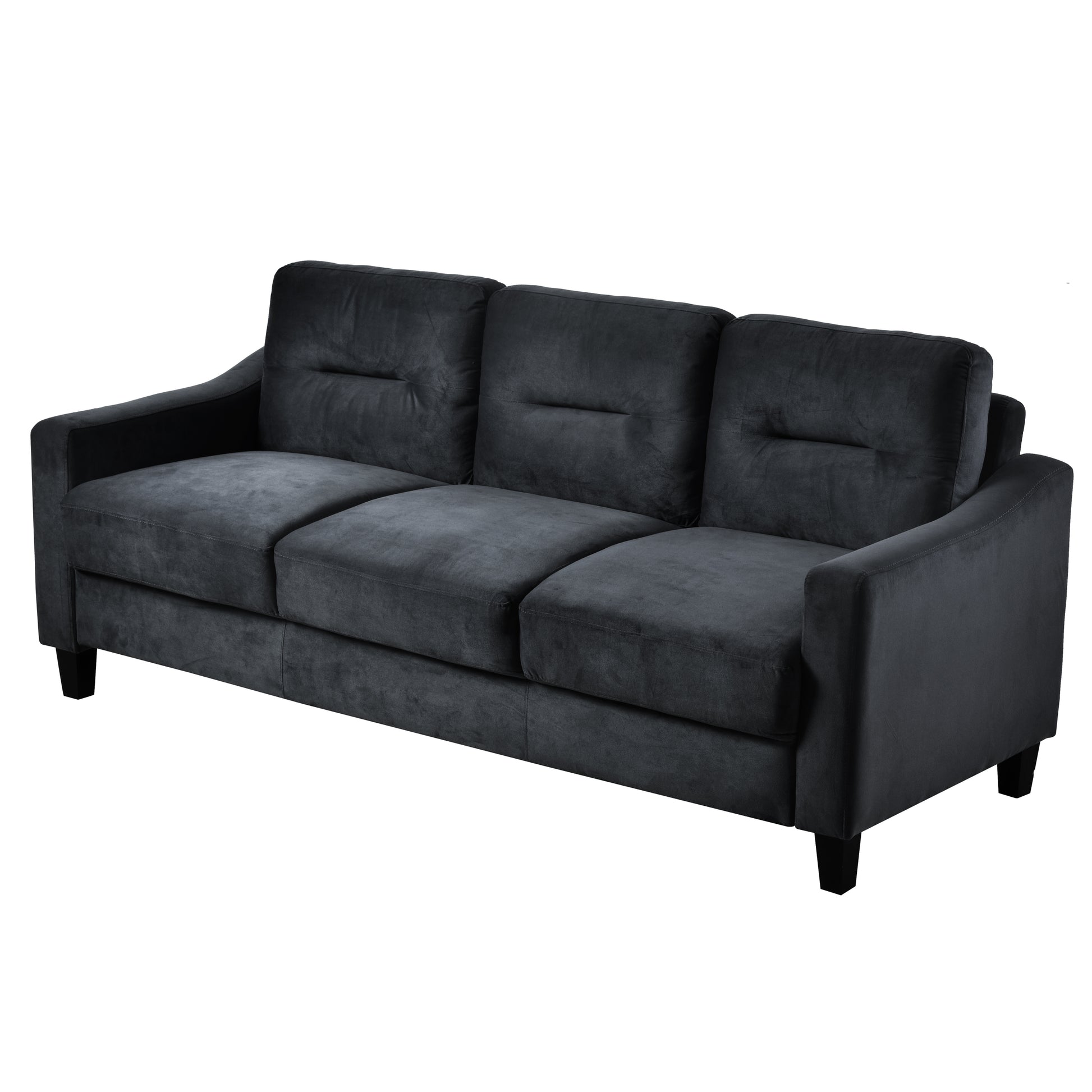 Couch Comfortable Sectional Couches And Sofas For Living Room Bedroom Office Small Space Black Wood Primary Living Space Soft Rubberwood Velvet 3 Seat