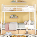 Full Xl Over Queen Metal Bunk Bed With 2 Drawers, White White Iron