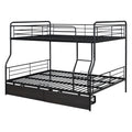 Full Xl Over Queen Metal Bunk Bed With 2 Drawers, Black Black Iron