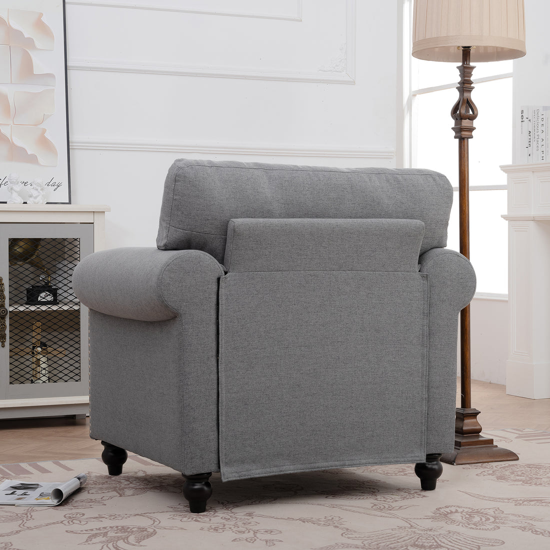 1 Seater Sofa. Grey Foam Fabric