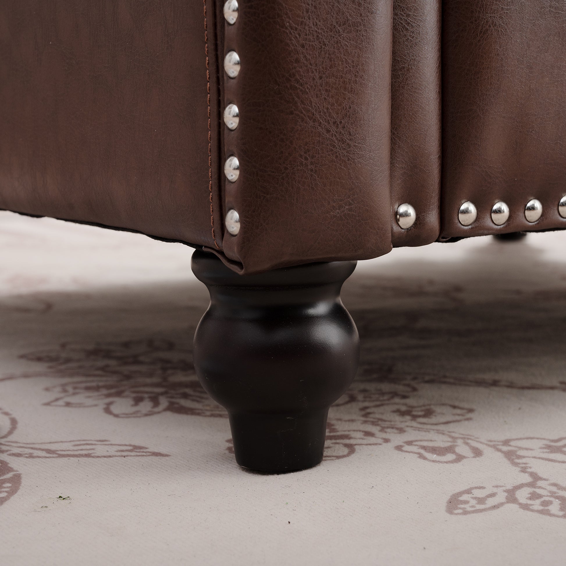 1 Seater Sofa. Brown Pu Foam Fabric