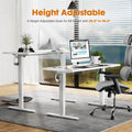 Electric Height Adjustable Standing Desk,Sit To Stand Ergonomic Computer Desk,White,55'' X 24