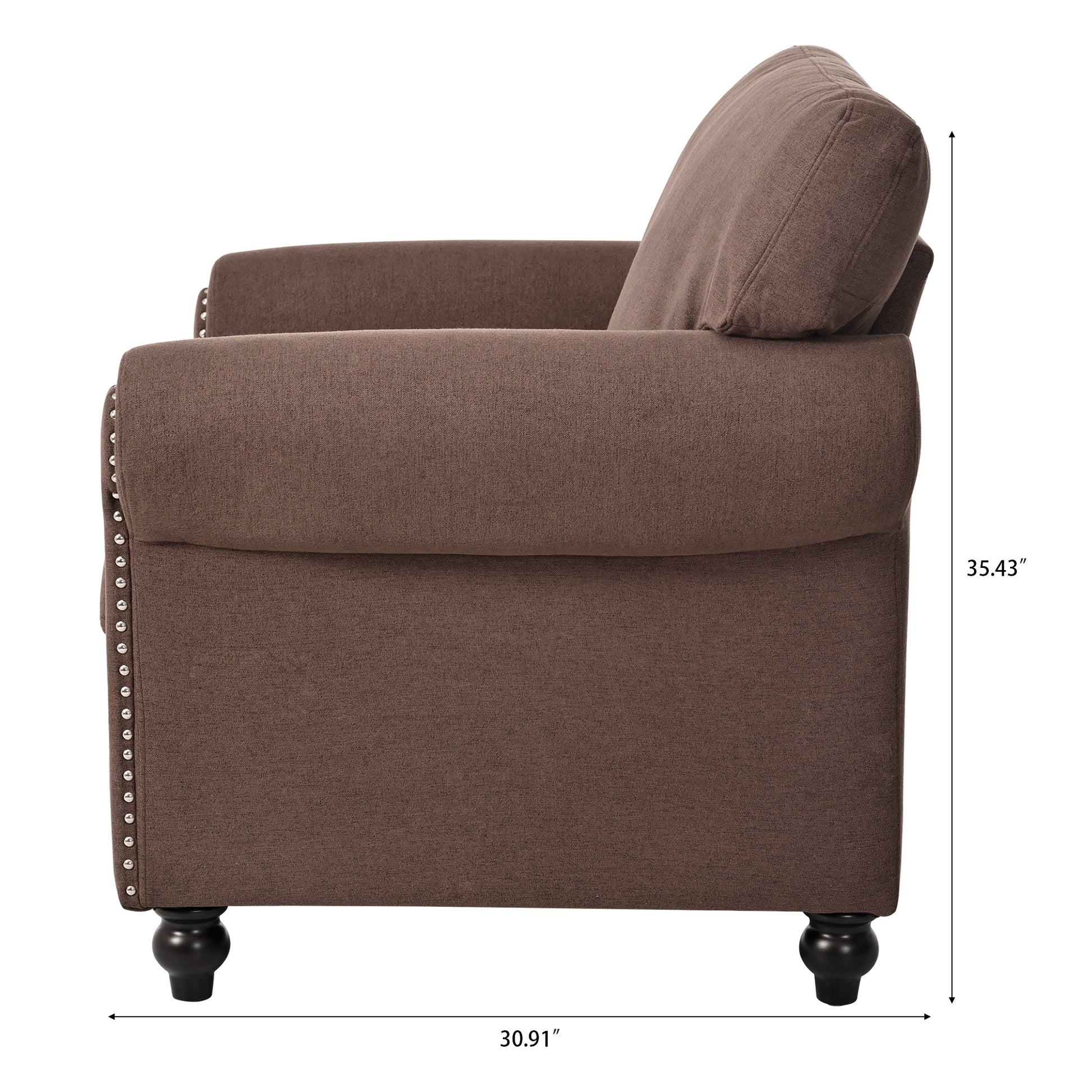 1 Seater Sofa. Brown Foam Fabric