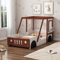 Fun Play Design Twin Size Car Bed, Kids Platform Bed In Car Shaped For Kids Boys Girls Teens,White Orange Twin Orange Solid Wood Mdf