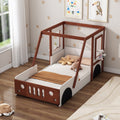 Fun Play Design Twin Size Car Bed, Kids Platform Bed In Car Shaped For Kids Boys Girls Teens,White Orange Twin Orange Solid Wood Mdf