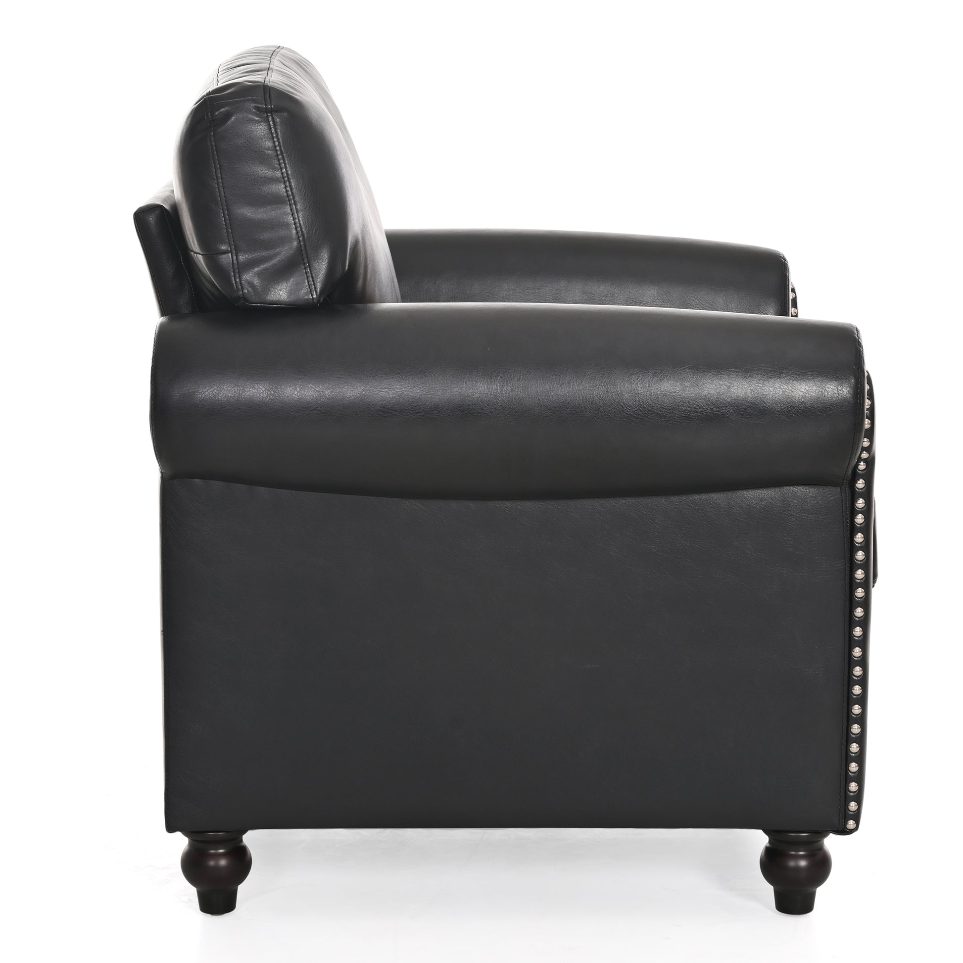 1 Seater Sofa. Black Pu Foam Fabric