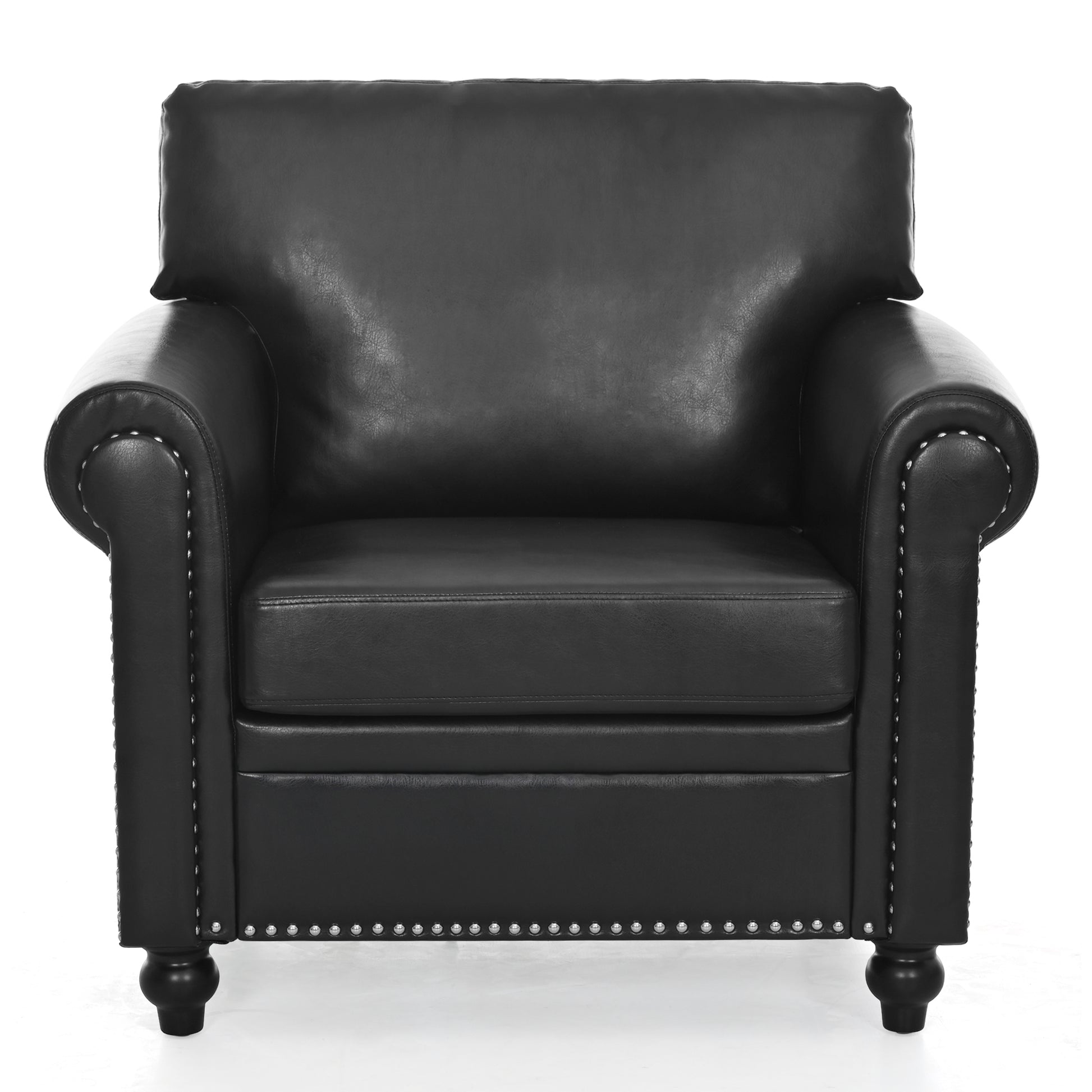 1 Seater Sofa. Black Pu Foam Fabric