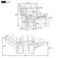 Recliner Chair Sofa Manual Reclining Home Seating Seats Movie Theater Chairs, Brown Brown Foam Faux Leather