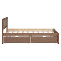 Modern Design Twin Size Platform Bed With 2 Drawers For Walnut Color Walnut Rubber Wood