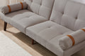 Convertible Sofa Bed Futon With Solid Wood Legs Linen Fabric Light Grey Light Grey Fabric 2 Seat