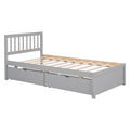 Modern Design Wooden Twin Size Platform Bed With 2 Drawers For Grey Color Grey Rubber Wood