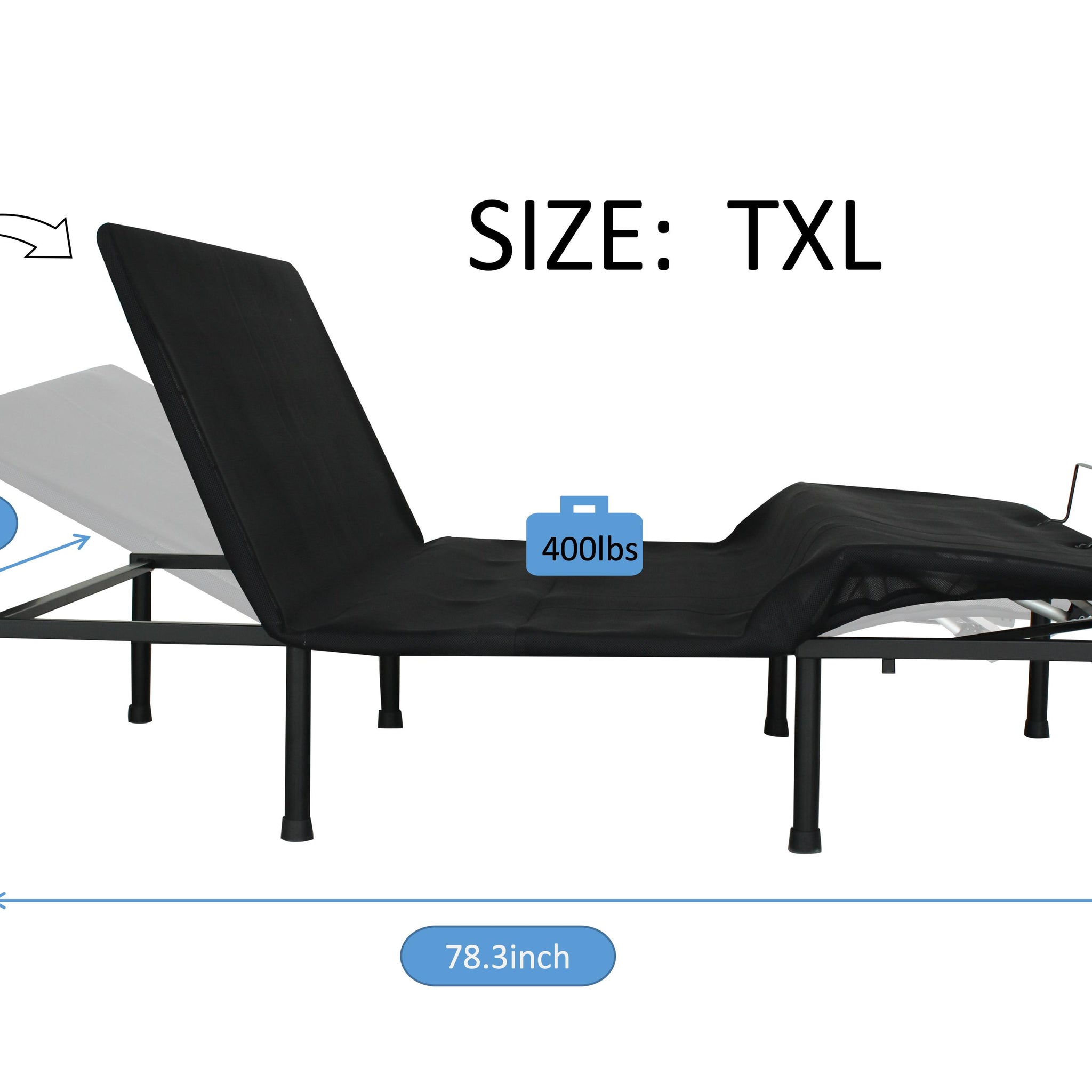 Adjustable Bed Base Three Fold Txl Motorized Head And Foot Incline Quick And Easy Assembly Twin Xl Antique Black Steel