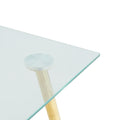 Modern Simple Table And Chair Set, One Table And Four Chairs. Transparent Tempered Glass Top, Gold Plated Legs. Gold Plated Metal Chair Legs Set Of 5 White Gold Dining Room Rectangular Kitchen &