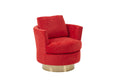 Velvet Swivel Barrel Chair, Swivel Accent Chairs Armchair For Living Room, Reading Chairs For Bedroom Comfy, Round Barrel Chairs With Gold Stainless Steel Base Red Red Primary Living Space Modern Velvet