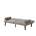 Convertible Sofa Bed Futon With Solid Wood Legs Linen Fabric Light Grey Light Grey Fabric 2 Seat