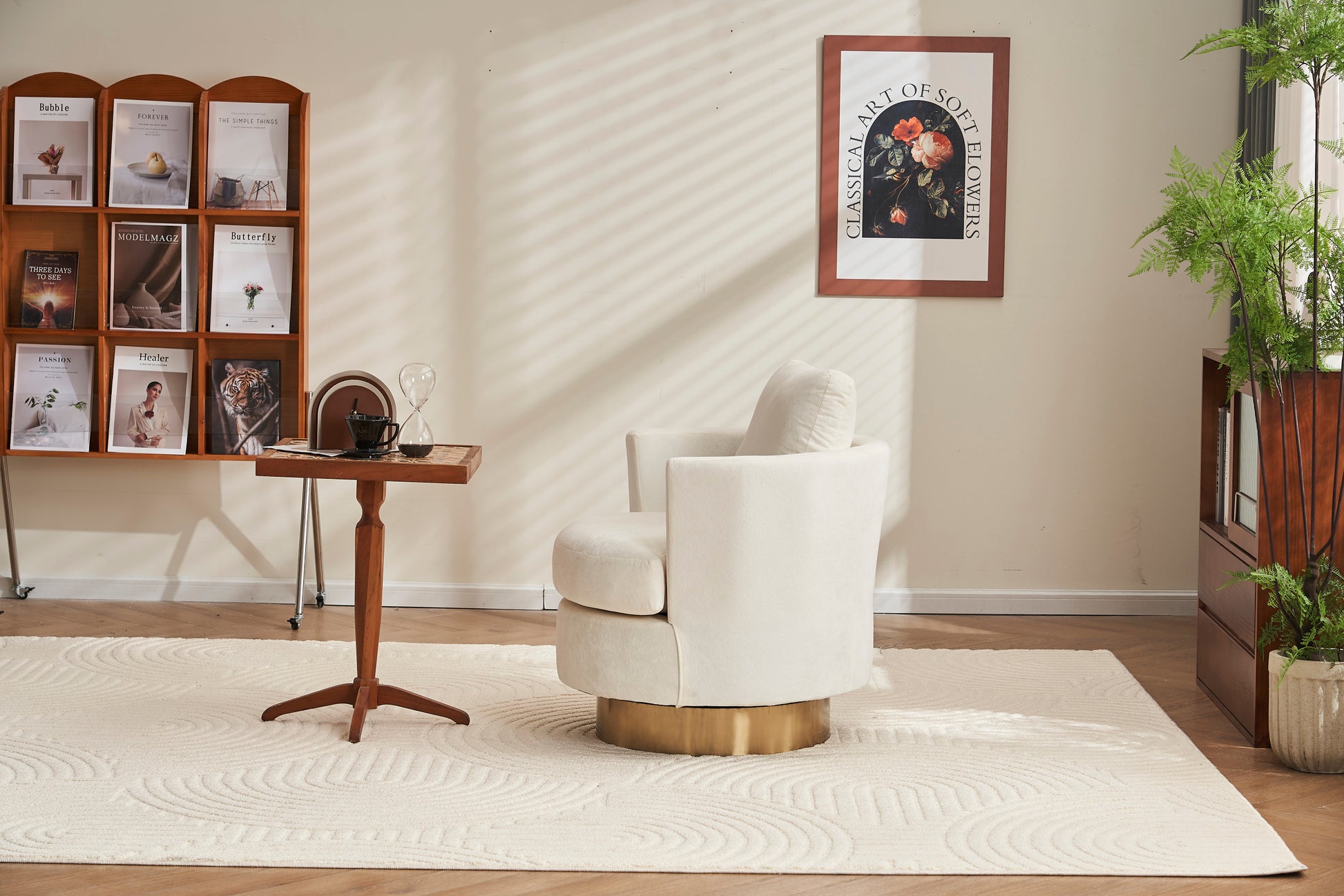 Velvet Swivel Barrel Chair, Swivel Accent Chairs Armchair For Living Room, Reading Chairs For Bedroom Comfy, Round Barrel Chairs With Gold Stainless Steel Base Beige Beige Primary Living Space Modern Velvet