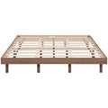 Modern Design Queen Floating Platform Bed Frame For Walnut Color Walnut Particle Board