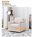 360 Degree Swivel Armchair Cotton Linen Skin Friendly Fabric Ergonomic Design Brass Nail Decorative Armchair Living Room Chairs Bedroom Chairs Living Room Chairs Black Legs Suitable For Indoor Homes White Modern Foam Cotton Linen