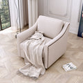 360 Degree Swivel Armchair Cotton Linen Skin Friendly Fabric Ergonomic Design Brass Nail Decorative Armchair Living Room Chairs Bedroom Chairs Living Room Chairs Black Legs Suitable For Indoor Homes White Modern Foam Cotton Linen