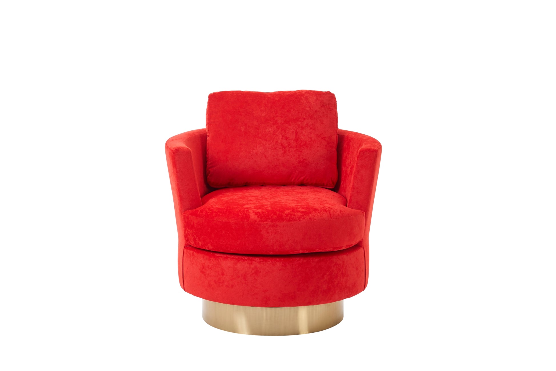 Velvet Swivel Barrel Chair, Swivel Accent Chairs Armchair For Living Room, Reading Chairs For Bedroom Comfy, Round Barrel Chairs With Gold Stainless Steel Base Red Red Primary Living Space Modern Velvet
