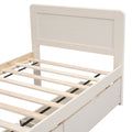 Modern Design Twin Size Platform Bed Frame With 2 Drawers For White Washed Color Twin White Washed Rubber Wood