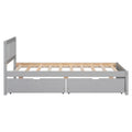 Modern Design Wooden Twin Size Platform Bed With 2 Drawers For Grey Color Grey Rubber Wood