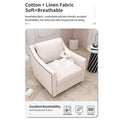 360 Degree Swivel Armchair Cotton Linen Skin Friendly Fabric Ergonomic Design Brass Nail Decorative Armchair Living Room Chairs Bedroom Chairs Living Room Chairs Black Legs Suitable For Indoor Homes White Modern Foam Cotton Linen