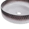 Diamond Shape Bathroom Crystal Glass Vessel Sink, Bathroom Countertop Basin Transparent Gradient Black Grey Grey White Modern Glass
