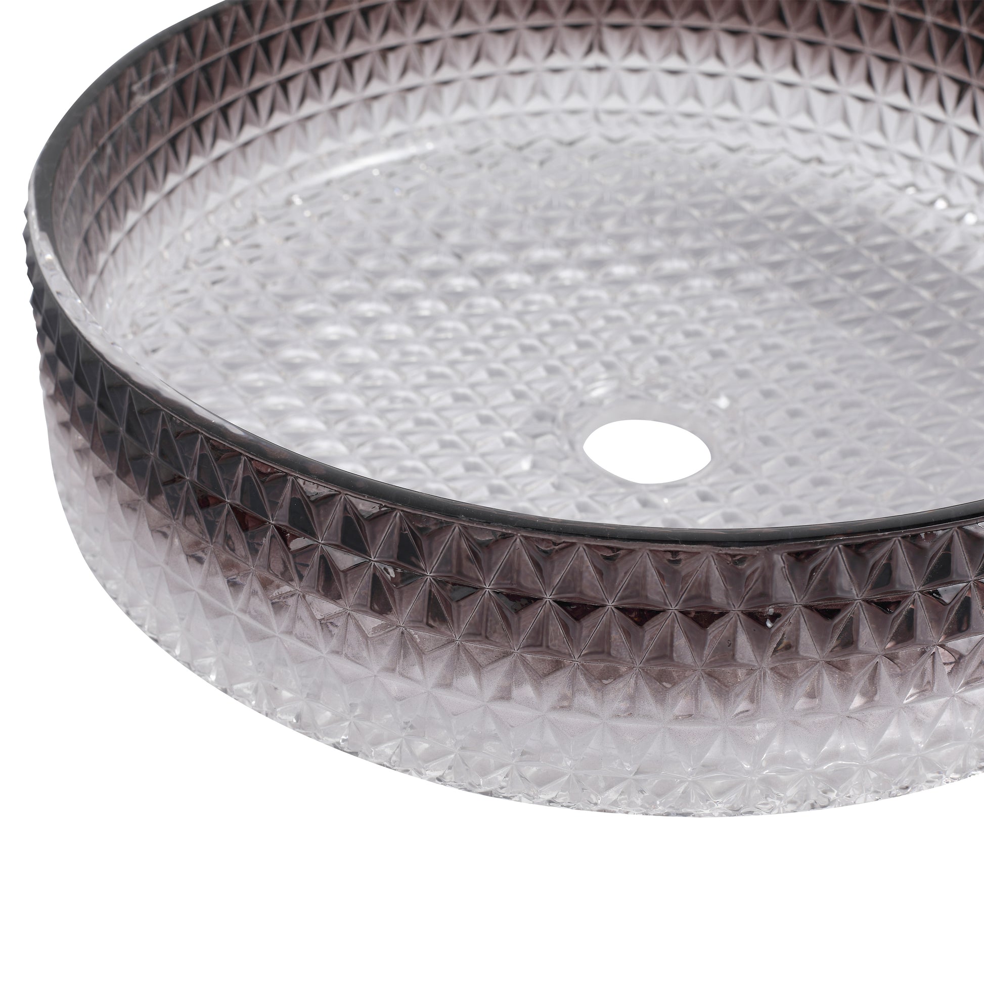Diamond Shape Bathroom Crystal Glass Vessel Sink, Bathroom Countertop Basin Transparent Gradient Black Grey Grey White Modern Glass