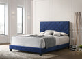 Elegant Transitional Navy Blue King Bed Navy Blue Foam Velvet