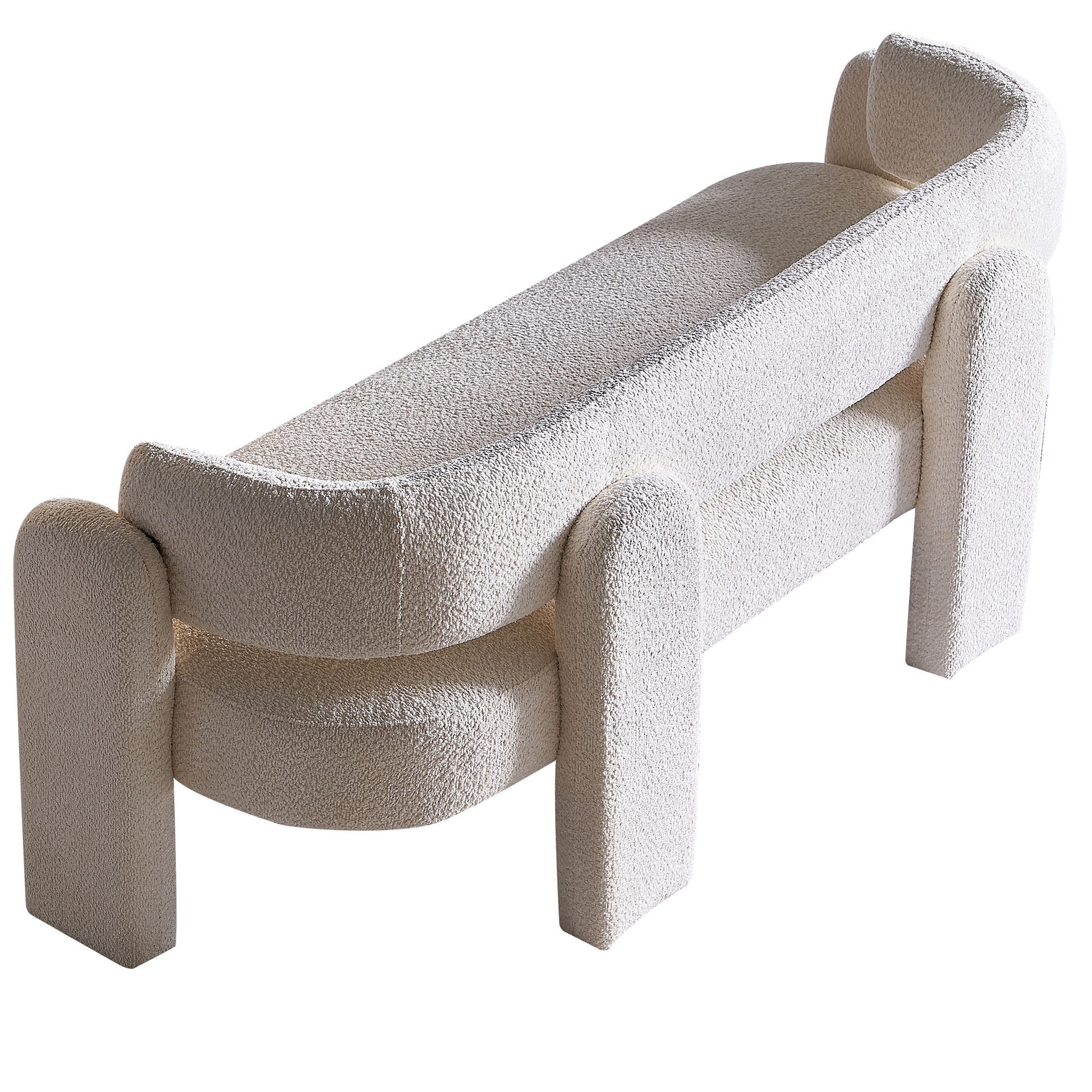 75.59" Wide Boucle Upholstery Modern Sofa For Living Room Beige Beige Polyester Wood Primary Living Space Tight Back Modern Rolled Arms Foam Boucle 1 Seat