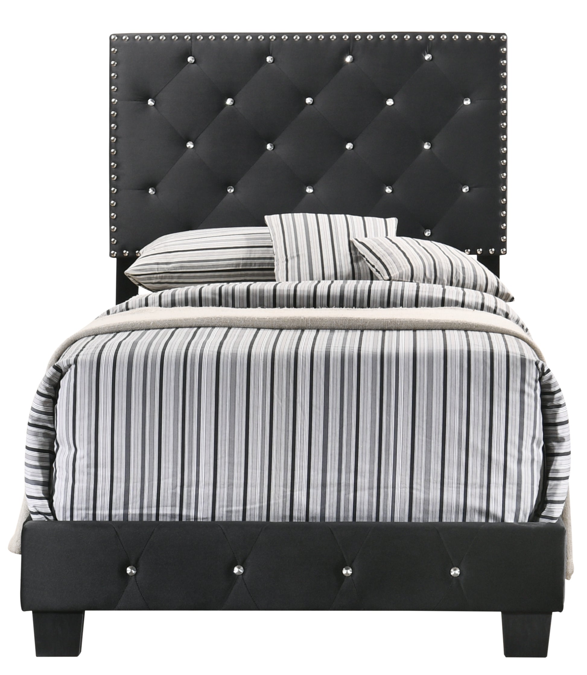 Chic Black Twin Bed For Every Space Black Foam Velvet