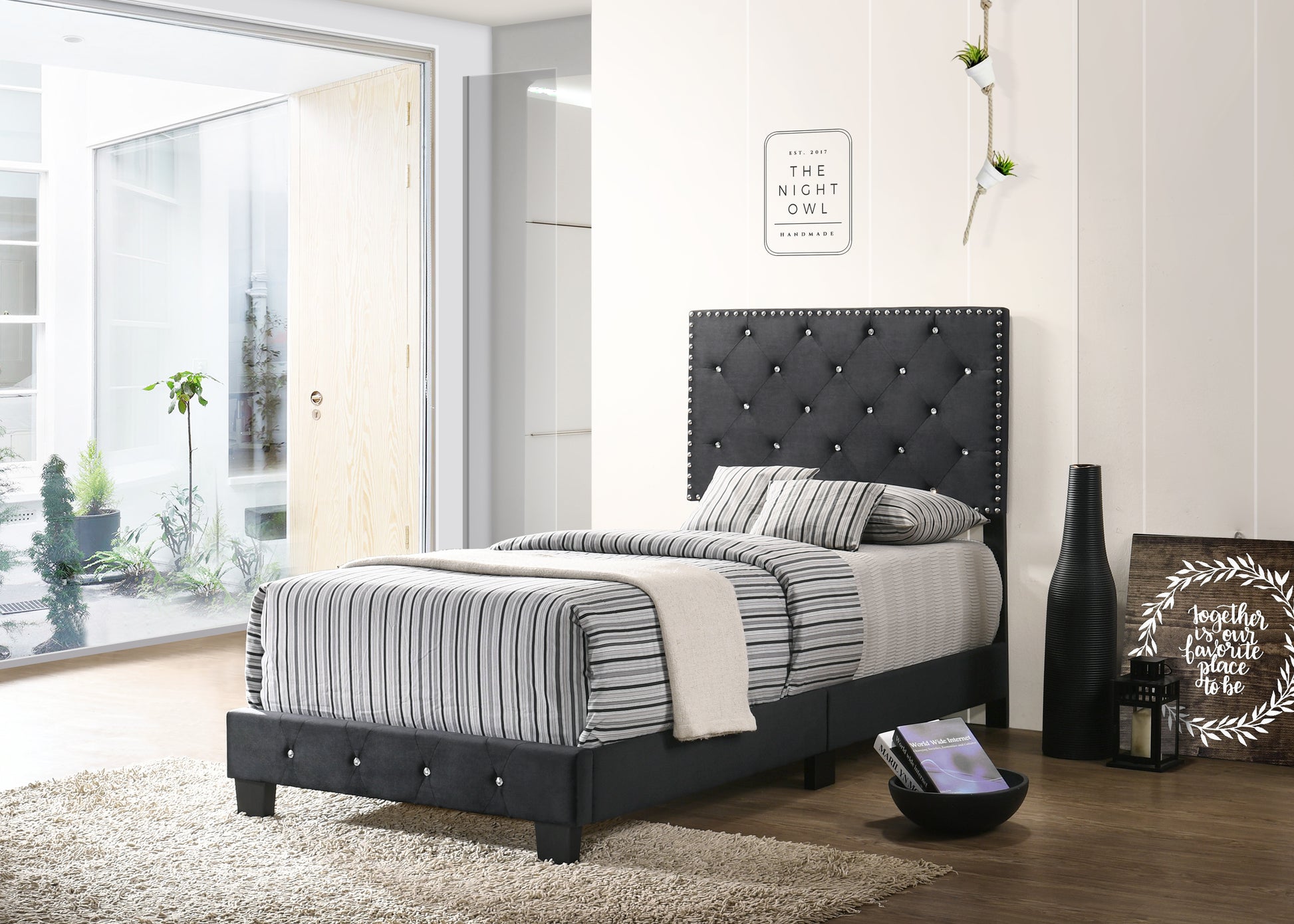 Chic Black Twin Bed For Every Space Black Foam Velvet