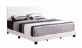 Contemporary White King Sized Bed Box Spring Required King White Foam Faux Leather Pu