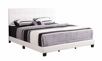 Contemporary White King Sized Bed Box Spring Required King White Foam Faux Leather Pu