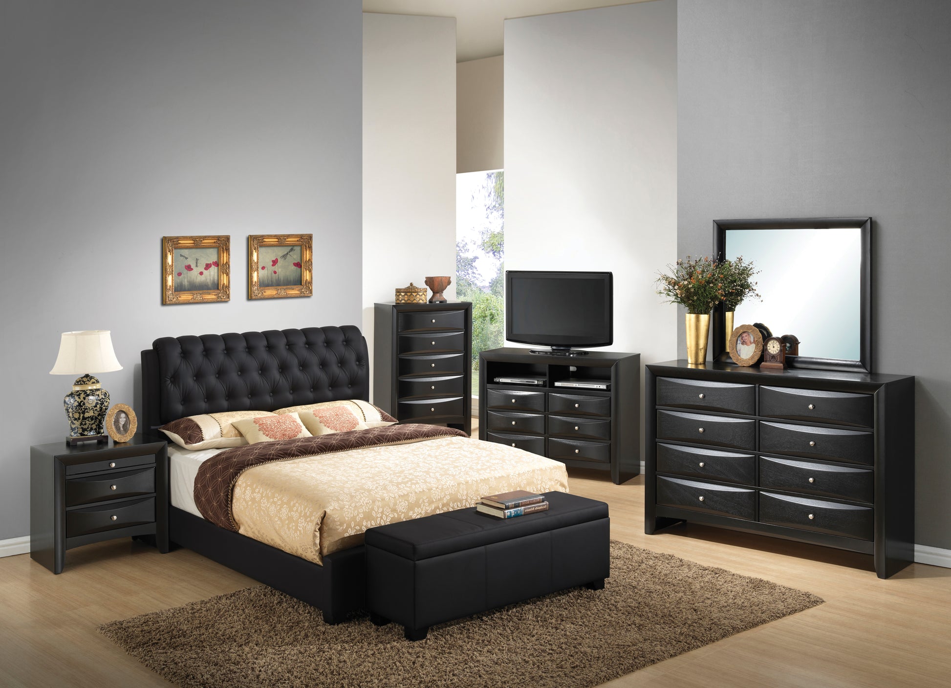 Marilla G1500C Fb Up Full Bedblack Black Foam Pu