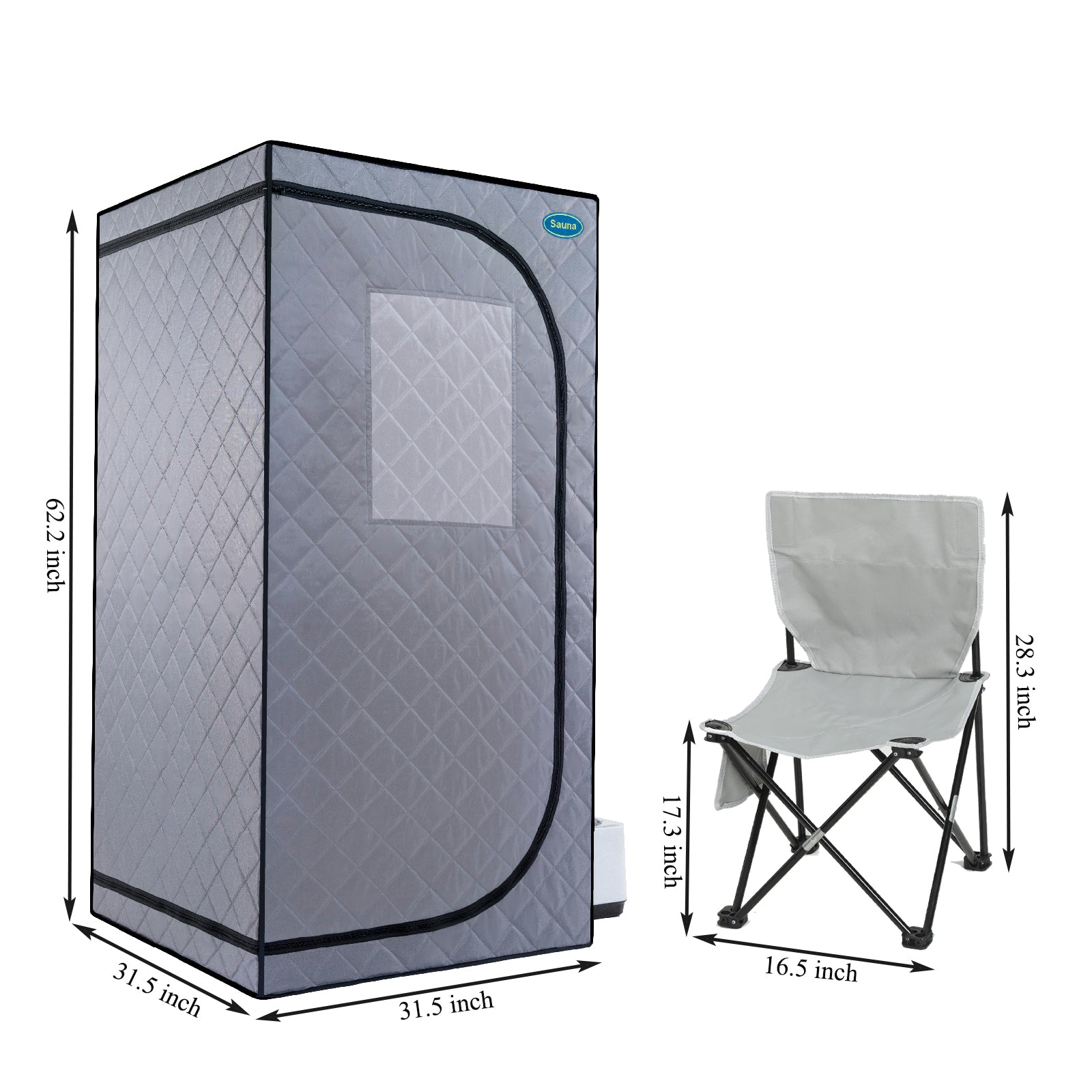 Portable Grey Mini Plus Style Steam Sauna Tent Personal Home Spa, With Steam Generator, Remote Control, Foldable Chair, Pvc . Easy To Install,Fast Heating, With Fcc & Ul Certification Cement Grey Polyester Polyester