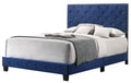 Elegant Transitional Navy Blue King Bed Navy Blue Foam Velvet