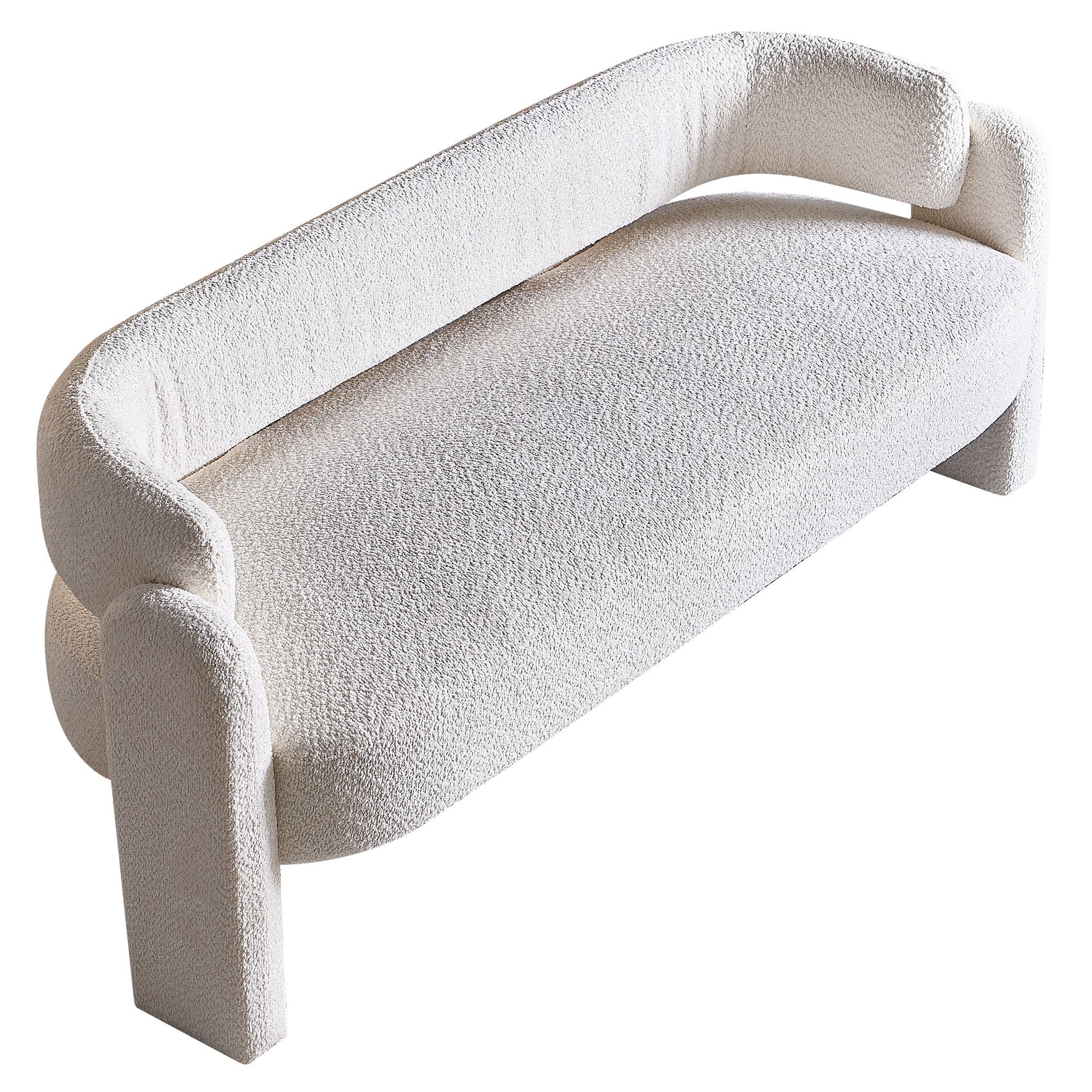 75.59" Wide Boucle Upholstery Modern Sofa For Living Room Beige Beige Polyester Wood Primary Living Space Tight Back Modern Rolled Arms Foam Boucle 1 Seat