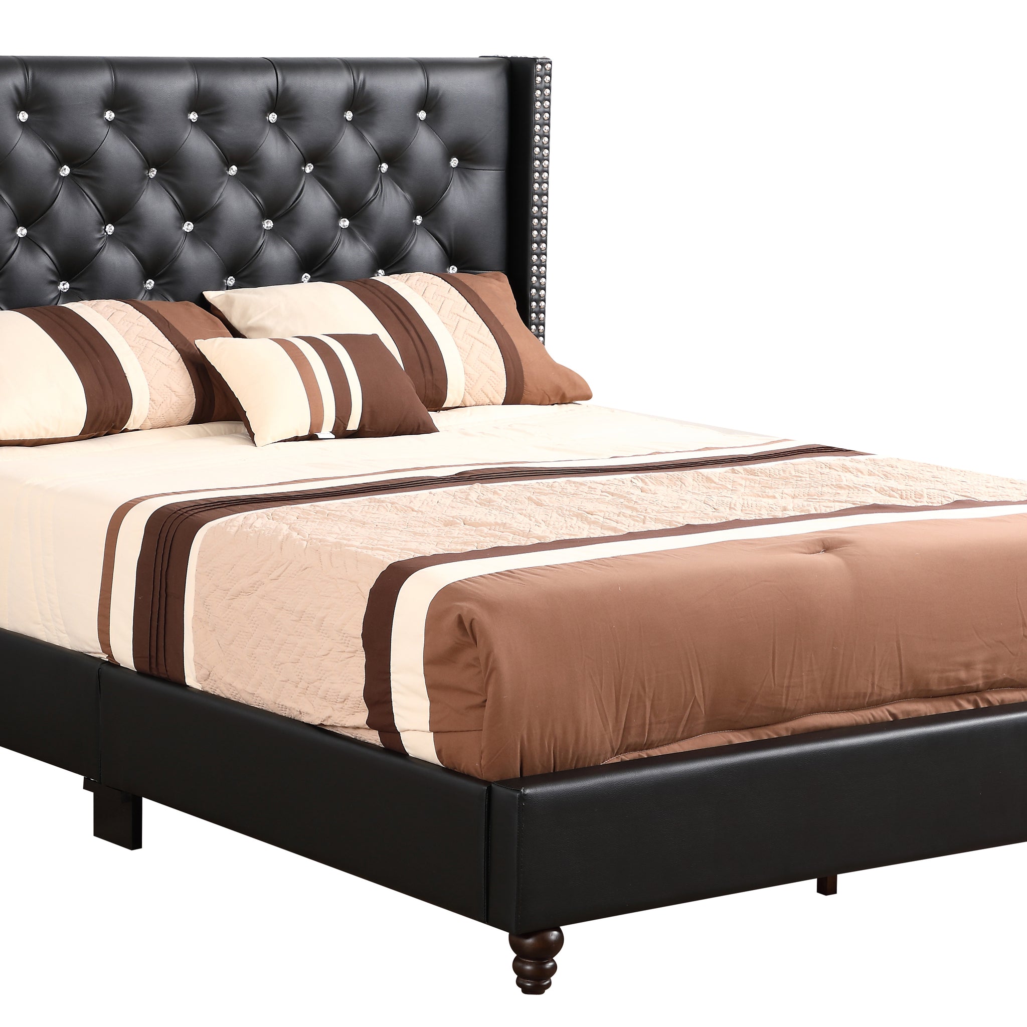 Julie G1919 Fb Up Full Upholstered Bedblack Black Foam Pu