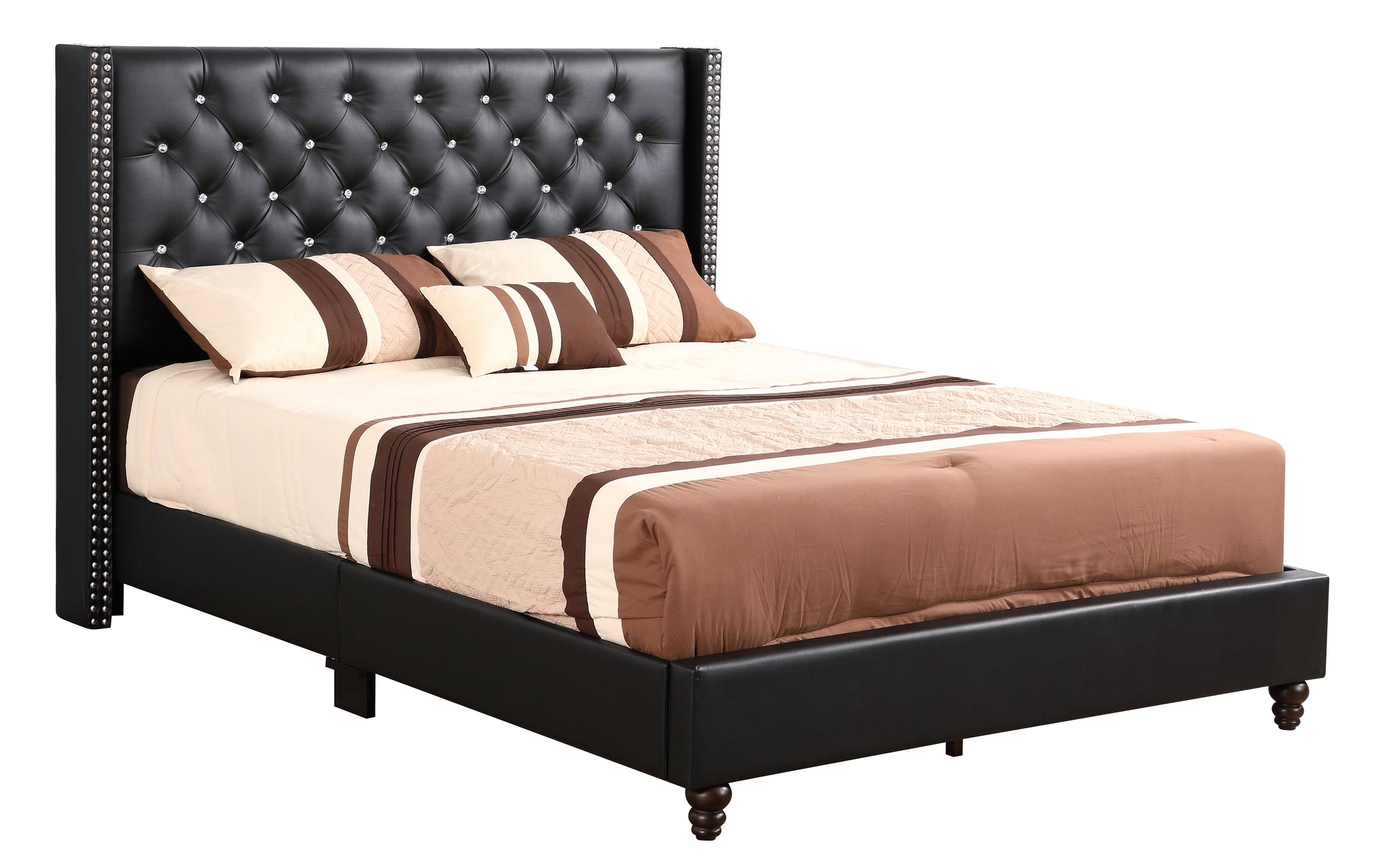 Julie G1919 Qb Up Queen Upholstered Bedblack Black Foam Pu