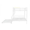 Full Xl Over Queen Metal Bunk Bed With Trundle, White Full Xl White Iron