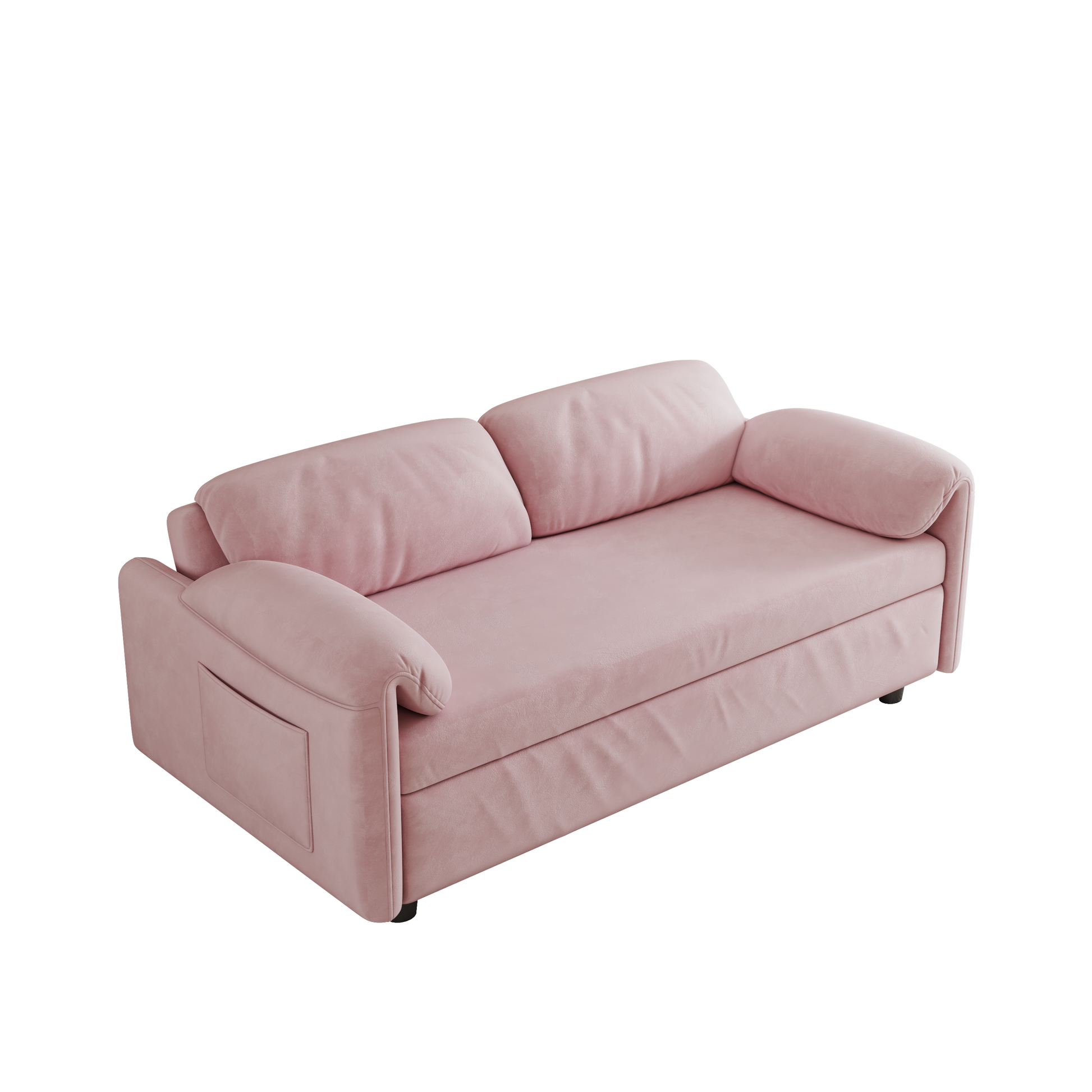 54 Inch Velvet Pink Sofa Sofa Bed Multi Purpose Living Room Retractable Bed Pink Velvet
