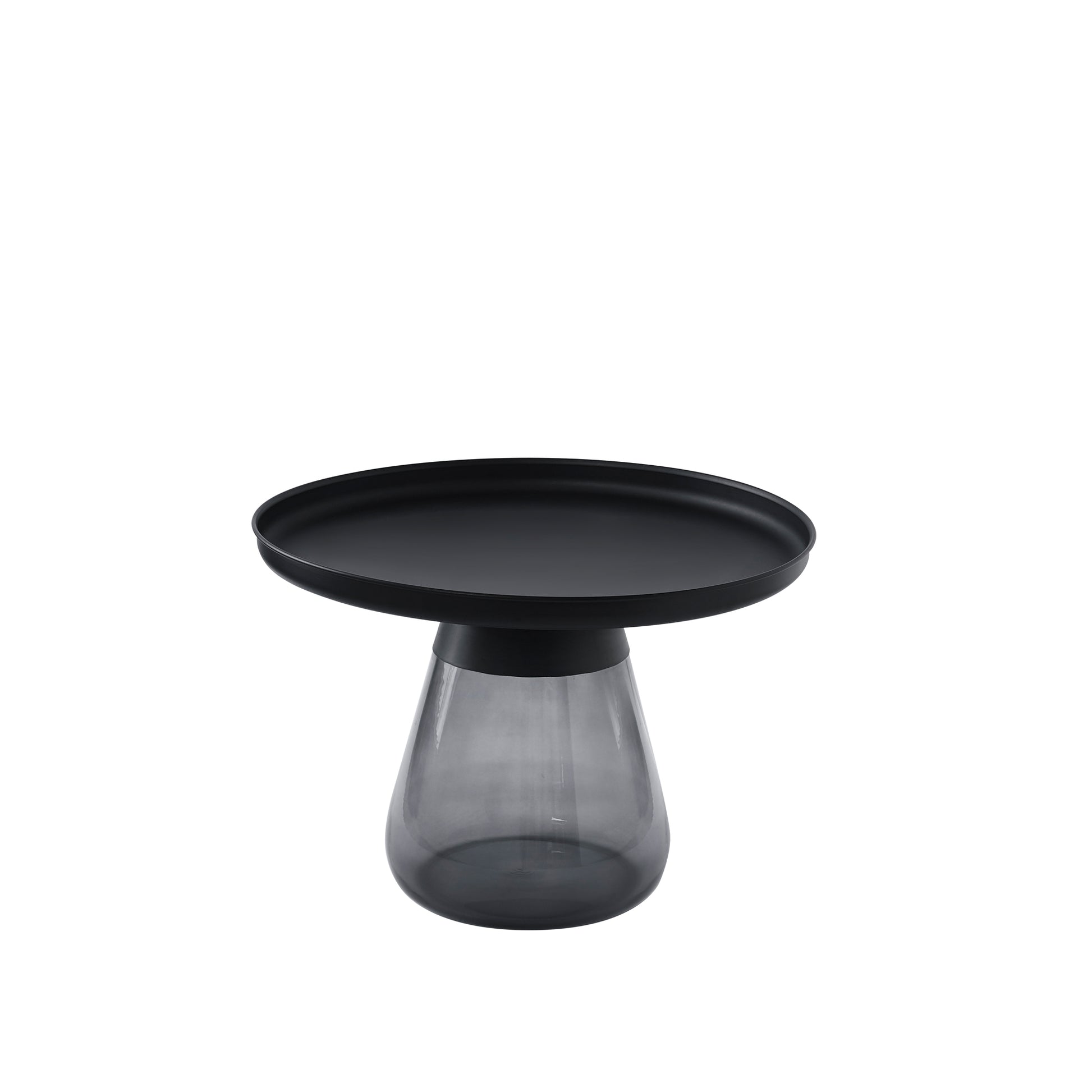 Smoke Glass Base With Black Painting Top Coffee Table, Living Room Center Table Smoke Glass