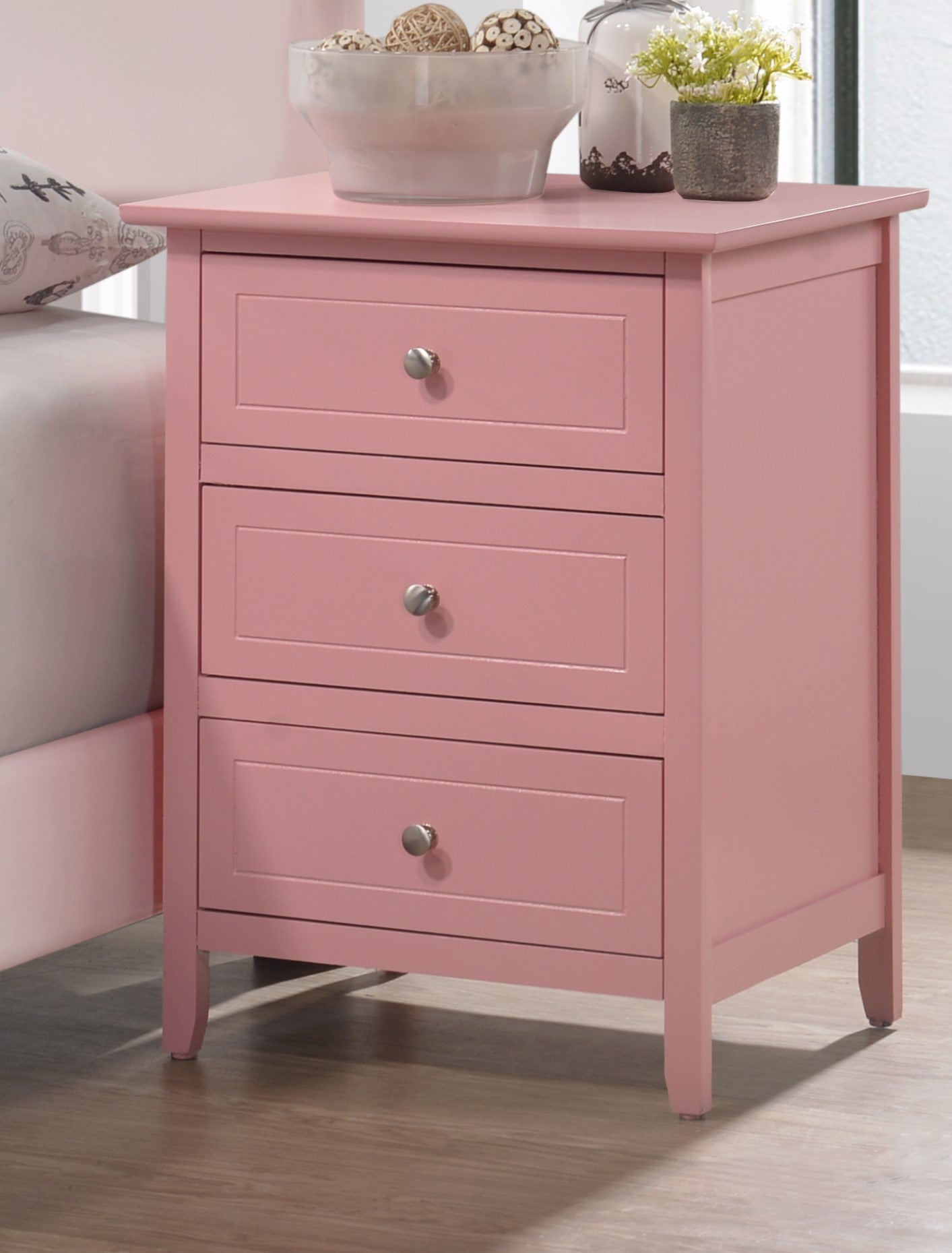 Daniel G1304 N Nightstandpink Pink Particle Board