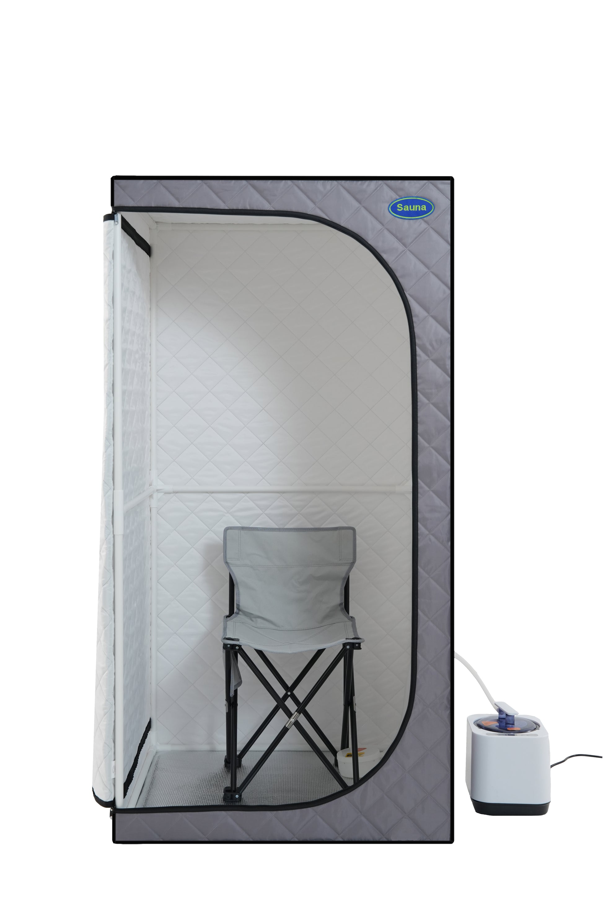 Portable Grey Mini Plus Style Steam Sauna Tent Personal Home Spa, With Steam Generator, Remote Control, Foldable Chair, Pvc . Easy To Install,Fast Heating, With Fcc & Ul Certification Cement Grey Polyester Polyester