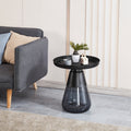 Smoke Glass Base With Black Painting Top Side Table, Living Room Sofa Table Smoke Glass