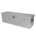 48 Inch Heavy Duty Silver Aluminum Stripes Plated Tool Long Box Pick Up Truck Bed Rv Trailer Toolbox Storage Organizer, Waterproof Underbody Tool Box Storage With Lock And Key 48