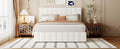 Queen Size Upholstered Platform Bed With A Hydraulic Storage System White White Upholstered